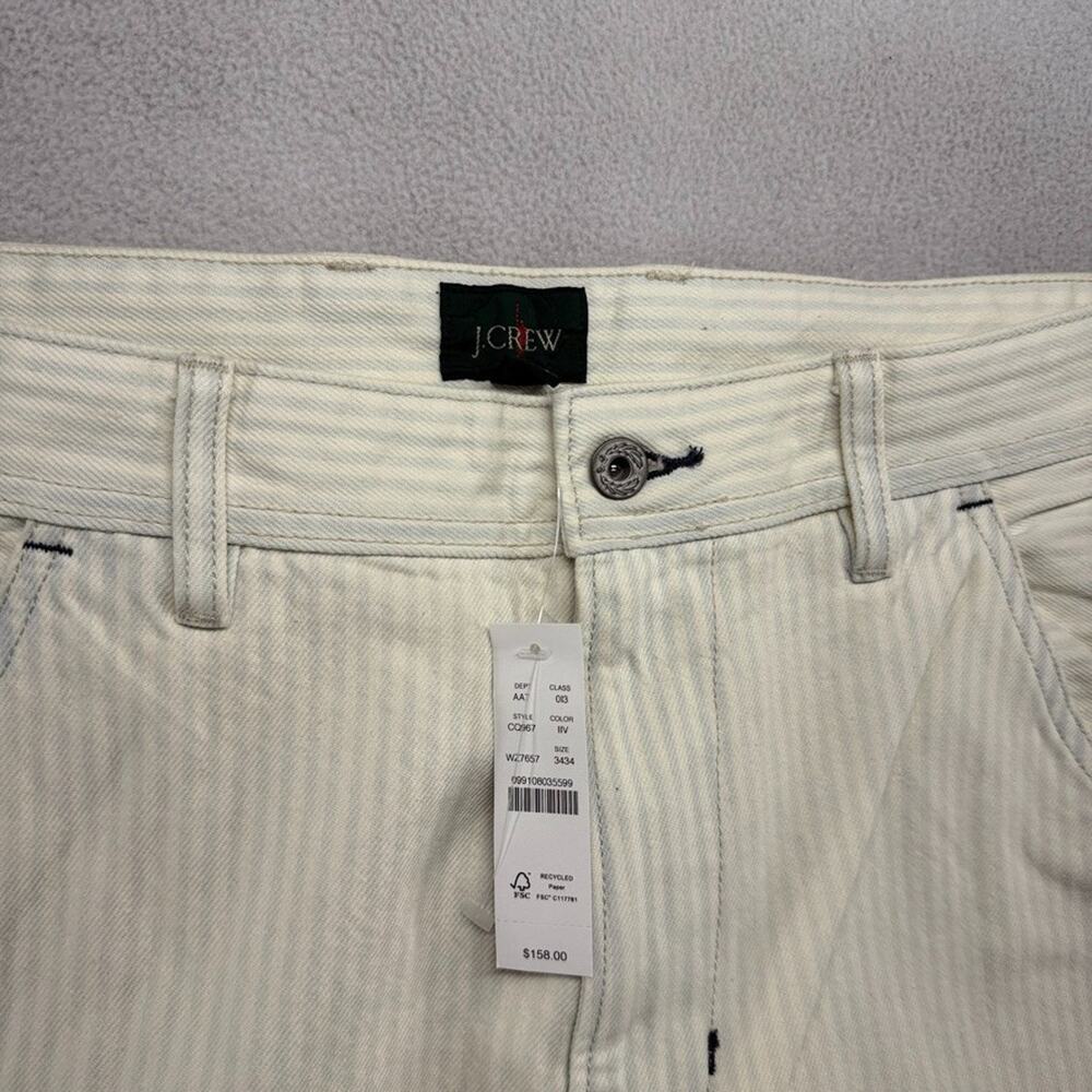 J Crew Jeans men's 34x34 White Blue Relaxed fit carpenter pant faded stripe NEW - Picture 8 of 11